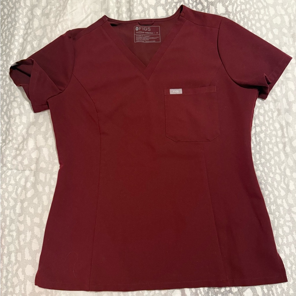 FIGS M Women's Slim Catarina Burgundy Top